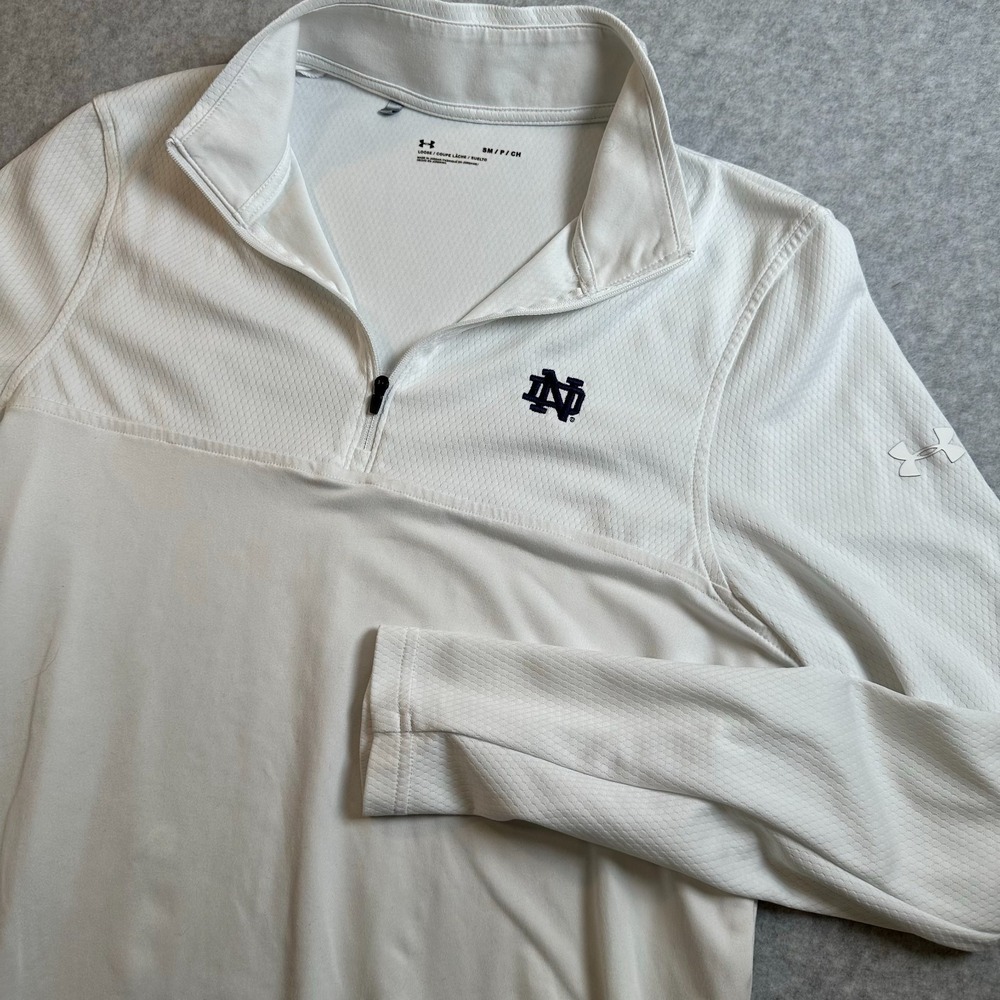 Under Armour Notre Dame Fighting Irish 1/4 Zip Pullover Mens S White LMR6110